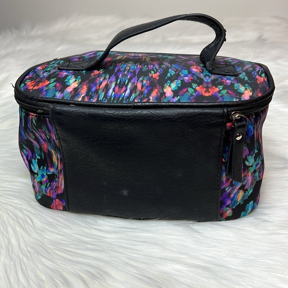 Nicole Miller New York Multi Color Train Case Cosmetic Case Beauty Bag Organizer - Picture 3 of 14